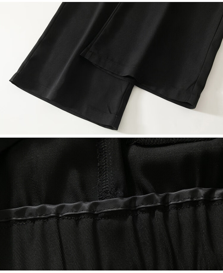 Dingfengbaoluo Men's Summer Loose Lightweight Straight-Leg High-End Feel Slight Flare Casual Suit Pants DBY68 Black XL 20