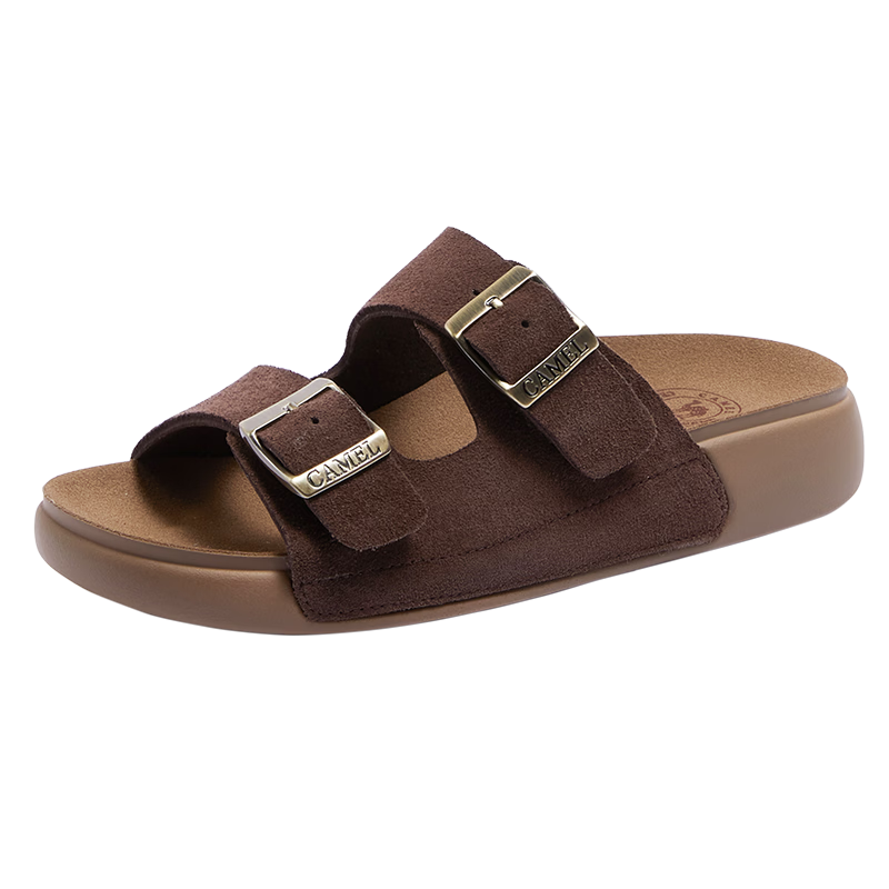 CAMEL Birkenstock Style Women's Casual Versatile Outdoor Slide Sandals L26M504022 Brown (Suede) Size 36