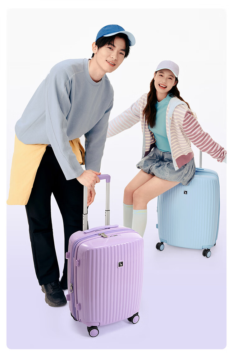OIWAS Boom Boom 24-inch Luggage Women's Checked Dopamine Expandable Large Capacity Trolley Travel Suitcase with Password Lock Purple 3