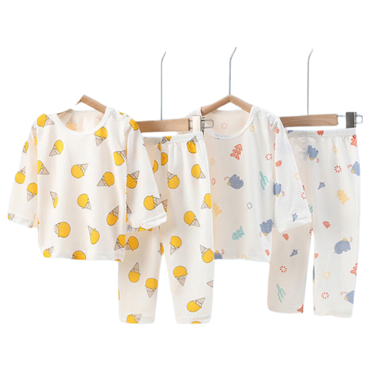 JOYNCLEON Kids Cotton Long Sleeve Pajama Set Boys Girls Summer Thin Air Conditioning Homewear Jtz198906