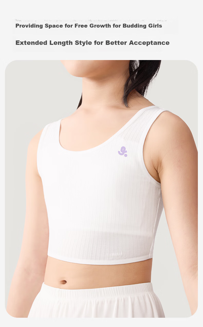 Jiusuiban 80S Modal Children's Underwear, Girls' Bra for Ages 8-10, Student School Uniform, Anti-Nipple Protrusion, Mid-Length Camisole 8