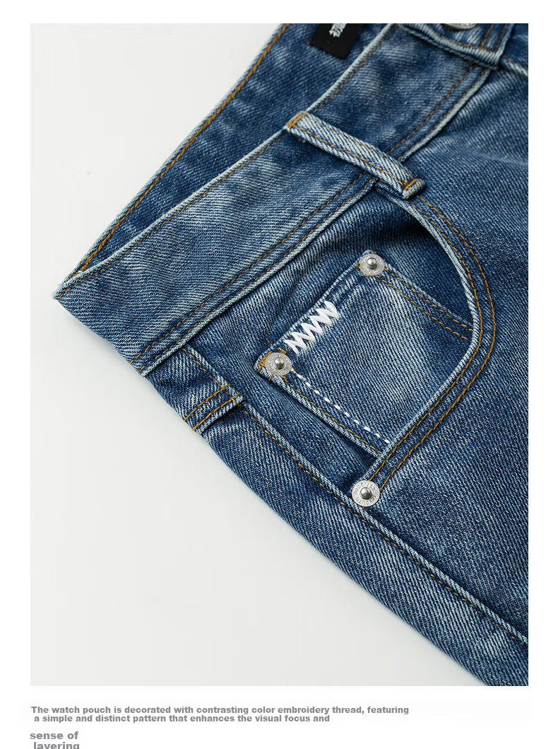 Chuyu Focus Acetate Puff Soft Denim Women's 2025 New Mid-Waist High Street Embroidered Wide-Leg Pants Sky Blue 28 39