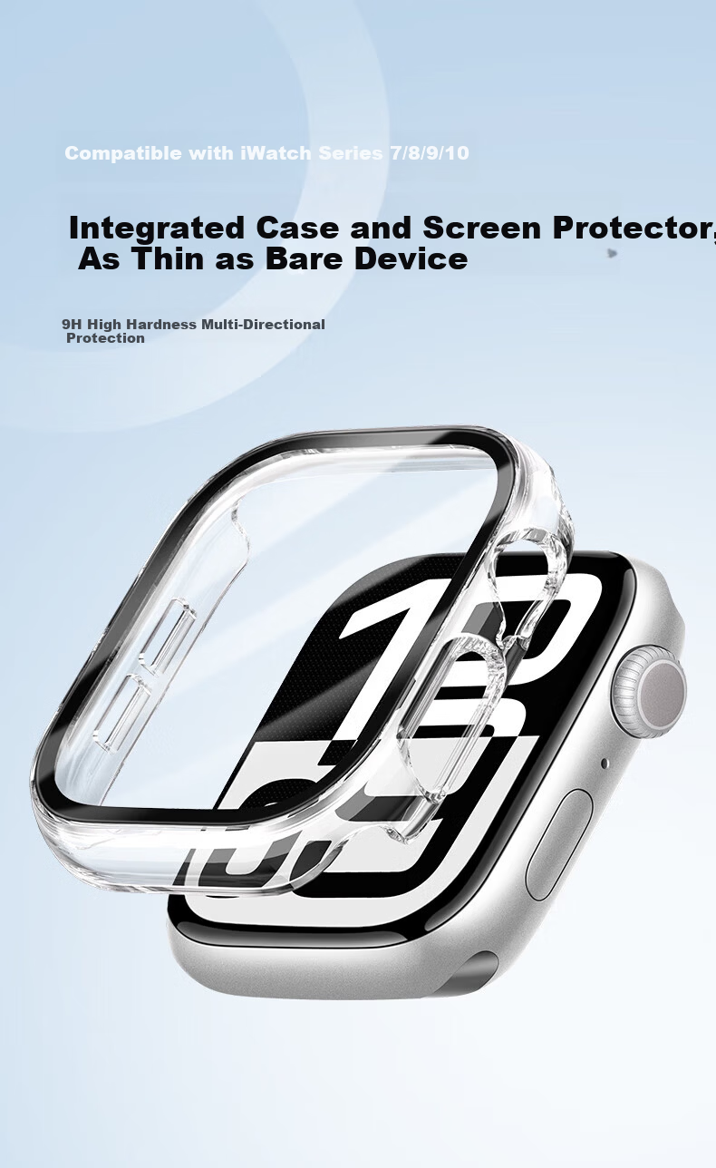 Watchbond Apple Watch S10/S11 46mm Pink Sand Protective Case and Tempered Glass Screen Protector for Women Compatible with iWatch S10/S11/S8/S7 1