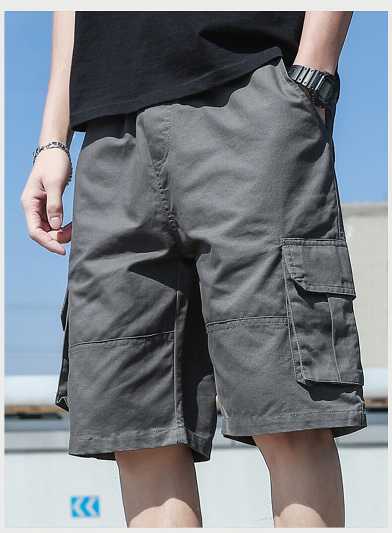 Baleno Men's Summer Thin Cotton Loose Cargo Shorts Casual Trendy Straight-Leg Mid-Length Pants 14