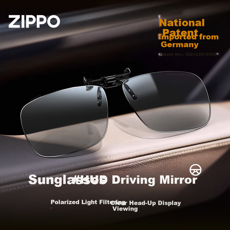 ZIPPO USA Polarized Clip-On HUD Heads-Up Display Photochromic Sunglasses Anti-Glare Electric Vehicle Driving 06E77