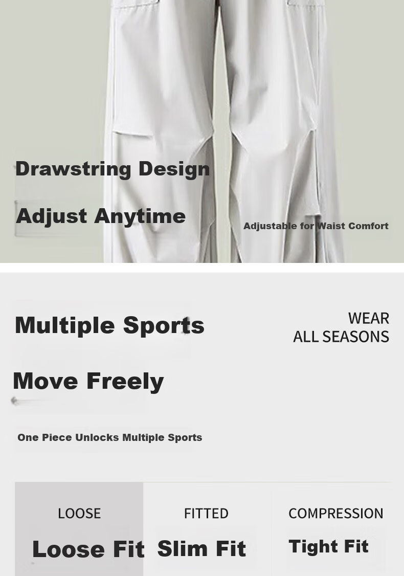 Free Style Women's Cargo Casual Pants New Drawstring Yoga Dance Loose Straight Outdoor Hiking Sports Long Pants Summer 6