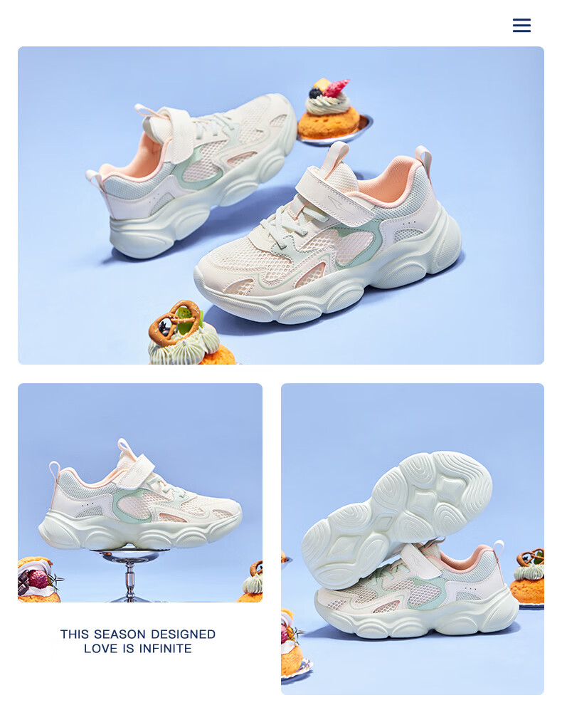 ERKE Kids Summer Casual Shoes Breathable Lightweight Sports Shoes Zero Gray/Whale Gray Size 34 25
