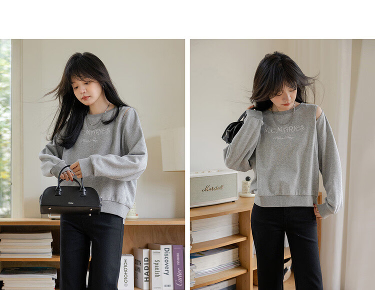 MT Cloud Sweatshirt Spring Lightweight Breathable Cloud Cotton Hollow Letter Embroidery Loose Fit Flattering Women's Top 11