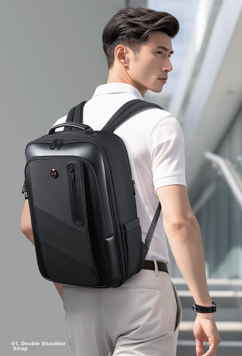 CROSSGEAR Cross Medal Business Backpack Men's Lightweight Commuter Leather Laptop Bag 16-inch Travel Bag 17