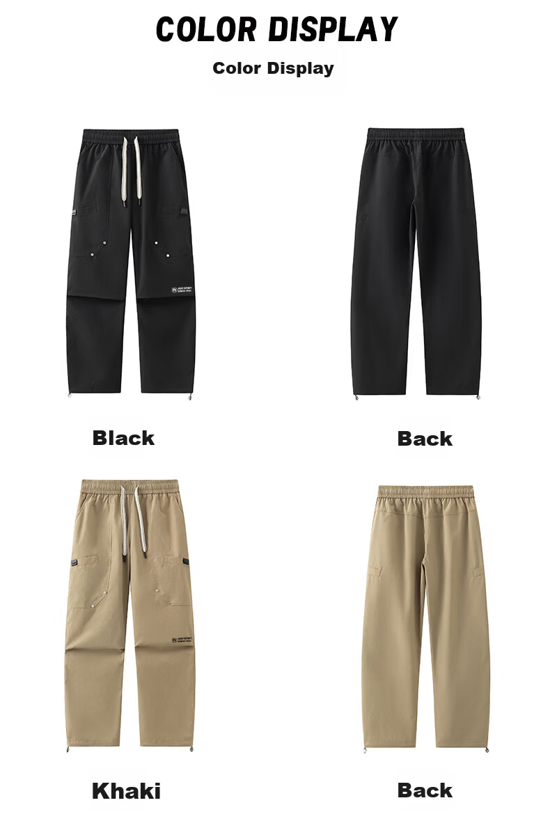 JEEP SPIRIT Men's Outdoor Waterproof Cargo Pants Spring Autumn Fashion Loose Casual Sports Pants Black XL 4