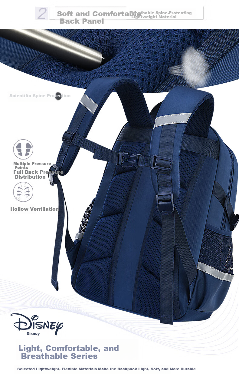 Disney Elementary School Backpack for Boys Grades 5-6, Middle And High School Students' Backpack with 4 Large Compartments, Lightweight Shoulder Bag 12083 Black 7