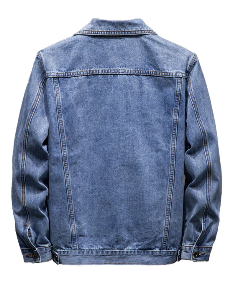 Jeanswest Men's Jacket 2026 Spring Summer Trendy Embroidered Youth Workwear Long Sleeve Denim Coat Loose Fit Dark Blue 4XL 10