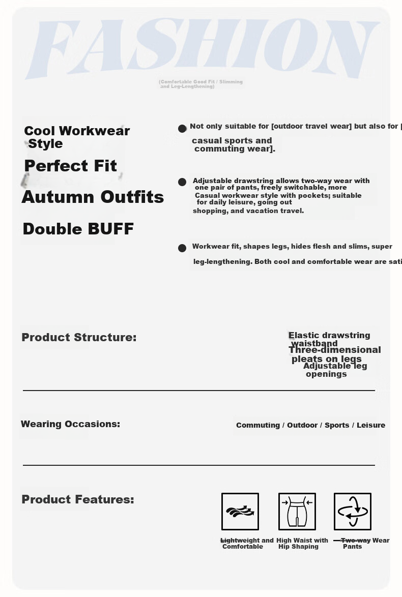 FitonTon Women's Work Pants 2025 Autumn Winter New Drawstring Pleated High Waist Loose Casual Draped Straight-Leg Pants 2