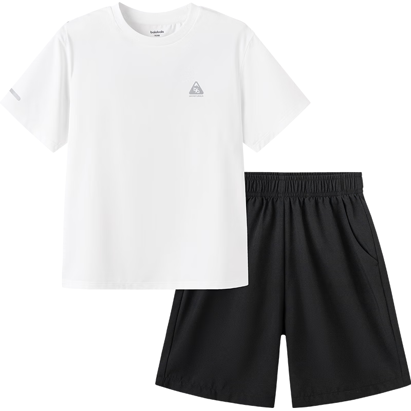 Balabala Boys' Short Sleeve Set Children's Mid-to-Large Kids Two-Piece 2026 New Summer Quick-Dry Comfortable T-Shirt + Pants