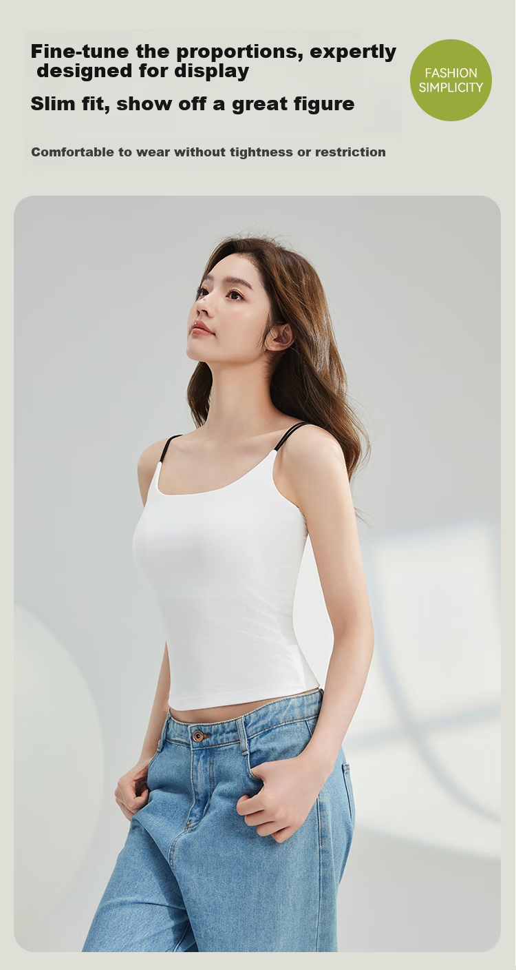 MiiOW Cool Ice Silk Women's Spring Summer Modal Camisole Vest Bra-Free Back Beauty Innerwear White M 6