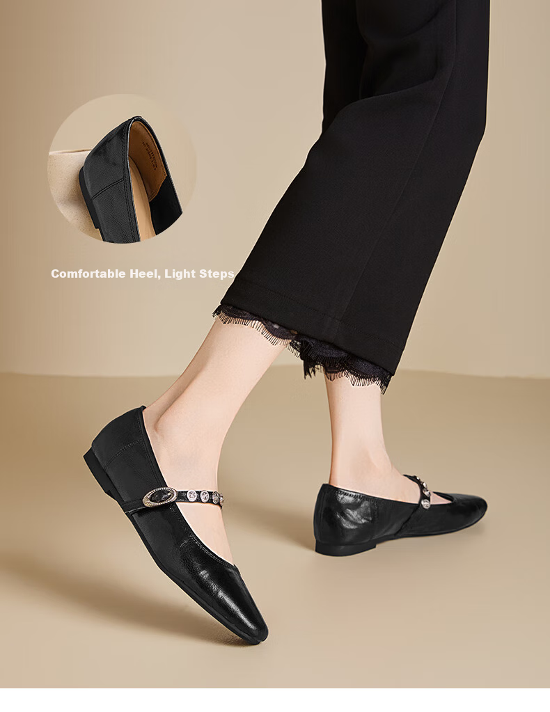 Saturday Sheepskin Mary Jane Shoes Women 2025 New Autumn Winter Retro Soft Sole Comfortable Commuter Flat Shallow Single Shoes 2
