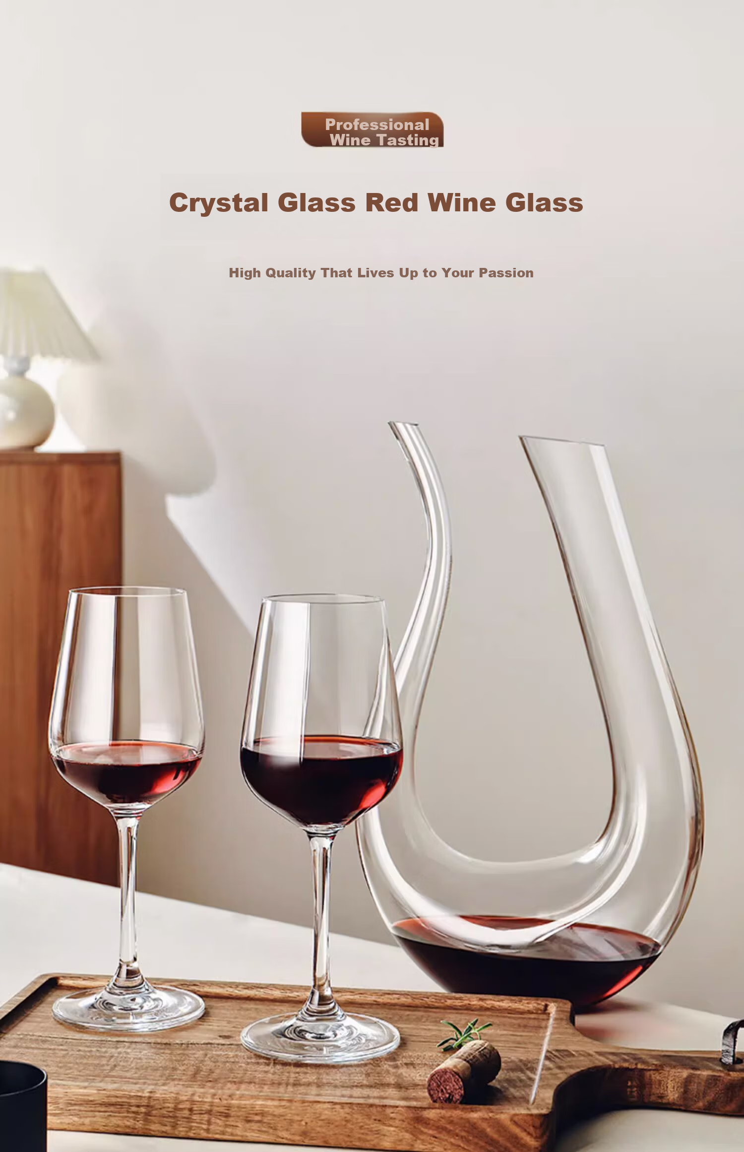 CRISTALGLASS Large Capacity Crystal Glass Red Wine Glass Set, 425ml, Pair of Large-Bellied Stemmed Wine Glasses for Home Use 2