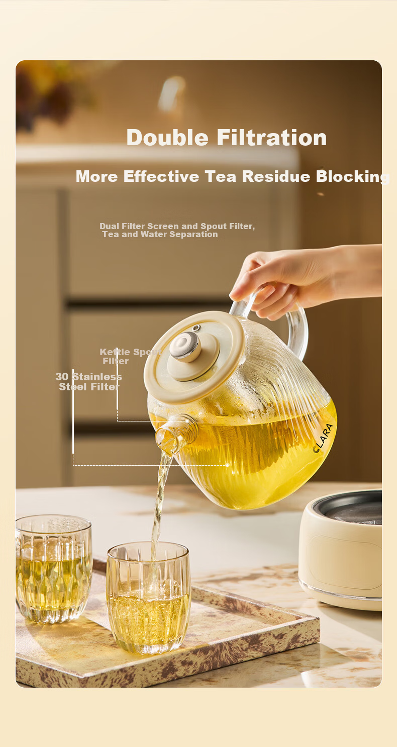 CLARA Glass Health Kettle 1L Temperature Control Tea Maker Electric Kettle for Office and Home (Standard Version) 12