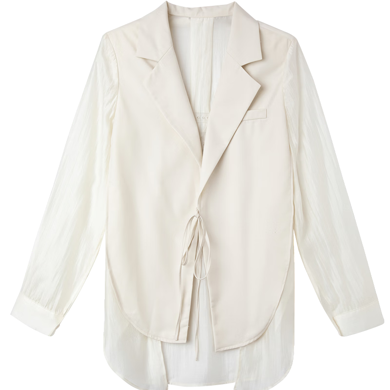 Demana [Smooth Lyocell] Spring Elegant Notched Lapel Loose Irregular Hem Petite Women's Blazer Jacket