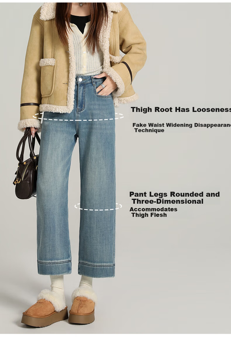 BOPRUIEY Women's Loose Stretch High-Waist Cropped Straight-Leg Jeans 2026 New Spring Autumn Casual Pants 7