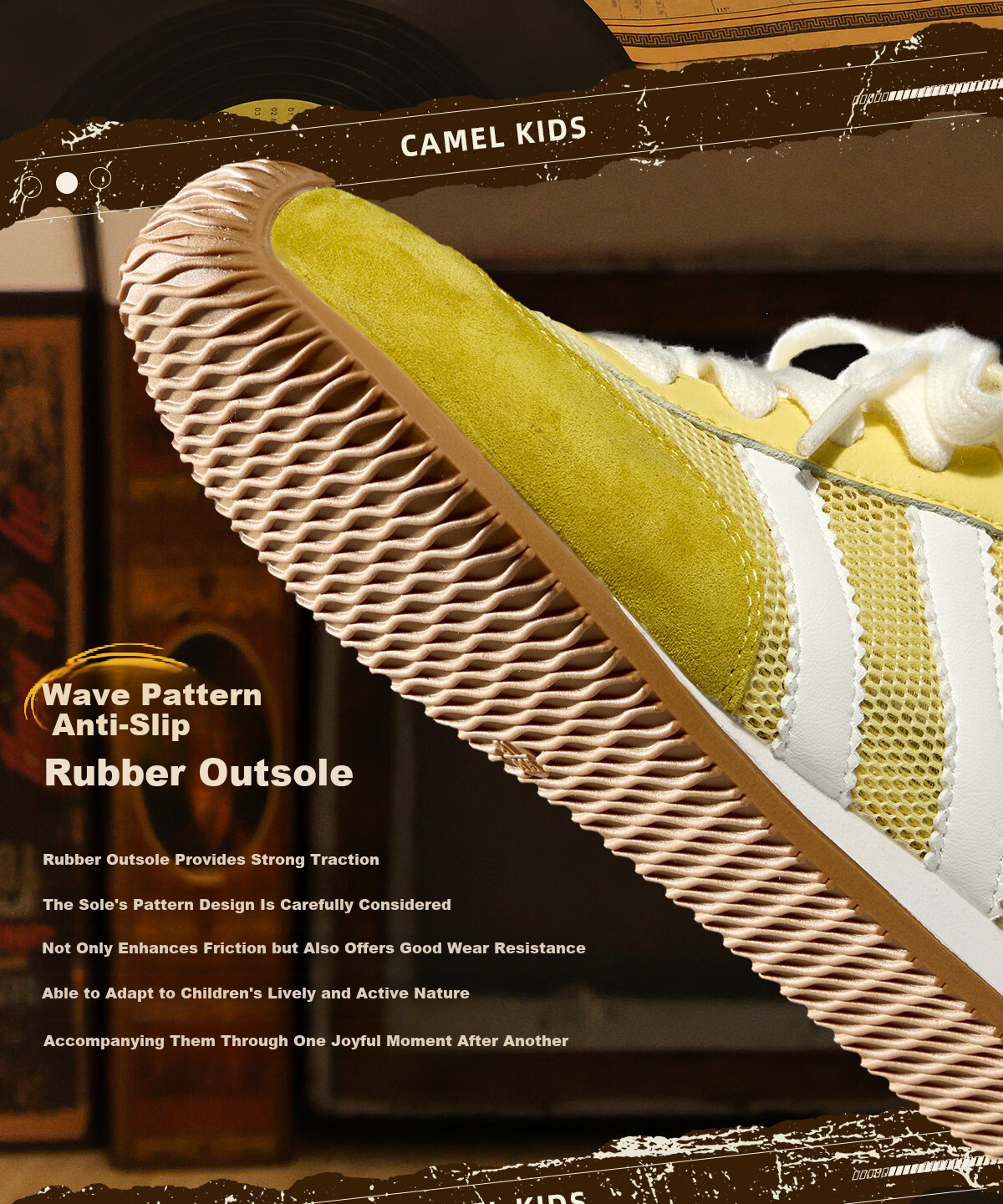 Camel Kids Retro Sports Shoes Vintage Trainer Four-Season Casual Running Shoes Breathable Mesh 3