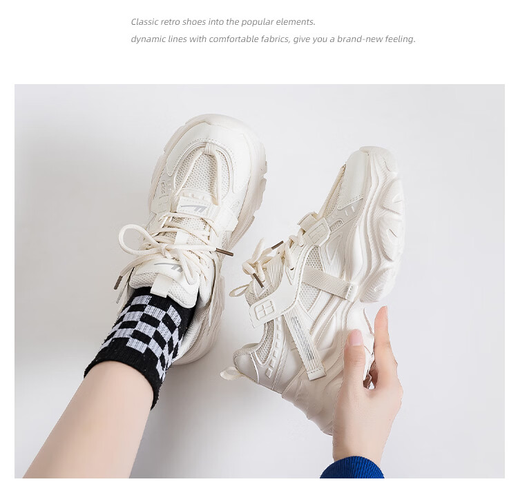 Warrior Thick-Soled Dad Shoes for Women Height Increasing Lightweight Breathable Casual Sports Shoes 402 Beige Size 40 10