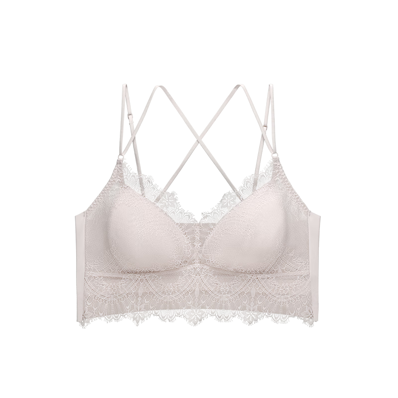 Manifen Lace Back Strapless Camisole Women's Mango Cup Sexy Padded Wireless Bra Integrated Underwear