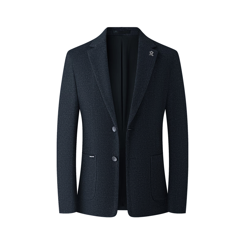 MONTAGUT Spring And Autumn Men's Business Suit with Mulberry Silk Blazer, Casual Comfortable Jacket, Navy Blue, Size 54