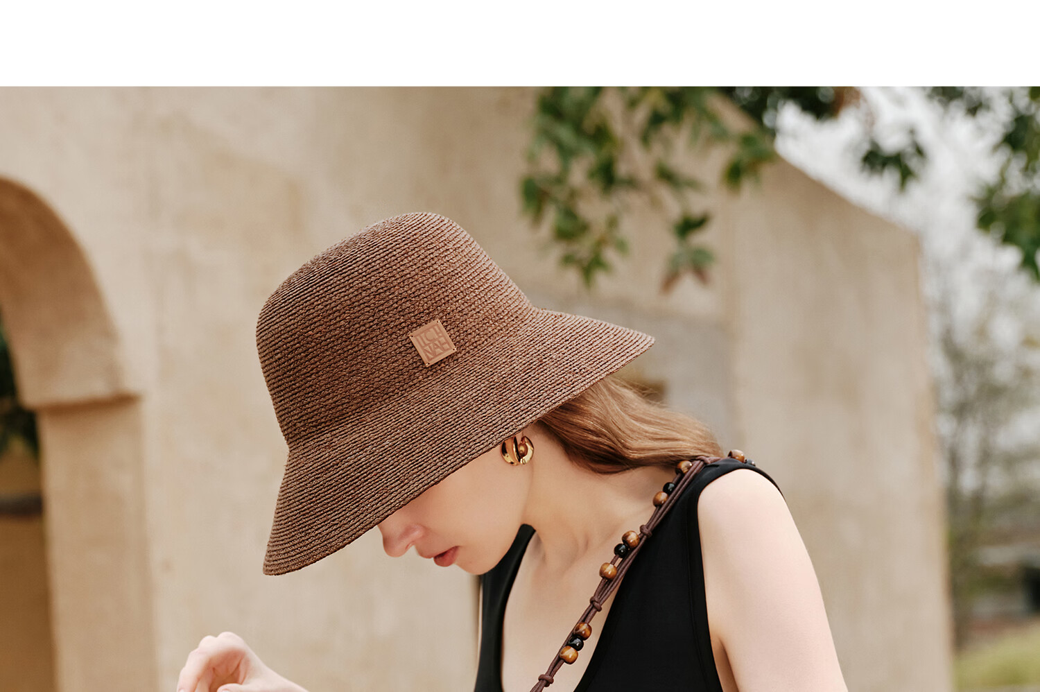FANCET Women's Summer Straw Hat Elegant French Raffia Wide Brim UV Protection Sun Hat Beach Vacation Sunshade Hat 35