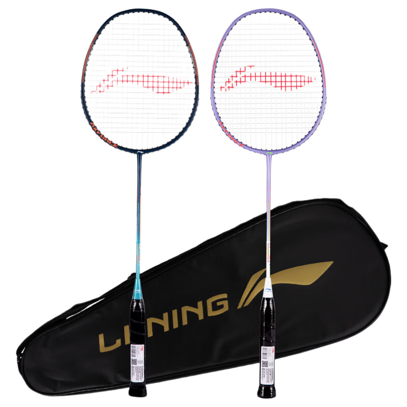 Li-Ning Badminton Racket, Leiting 9, Vermilion Pink Pair, Finished Product with Pre-Stretched String, AYPT697-22