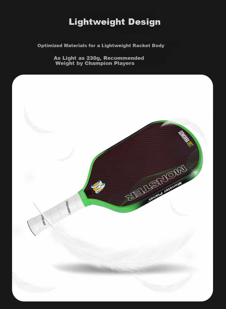 Monsterplanet Monster Planet Pickleball Paddle Imported Kevlar 3K Carbon Fiber Hybrid Gomorra Green 11