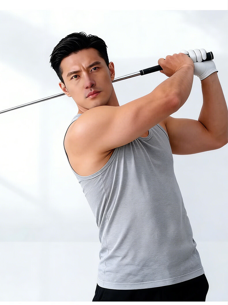 Hengyuanxiang Men's Pure Cotton Sleeveless Antibacterial Breathable Sports Tank Top Combed Cotton Summer Undershirt 19