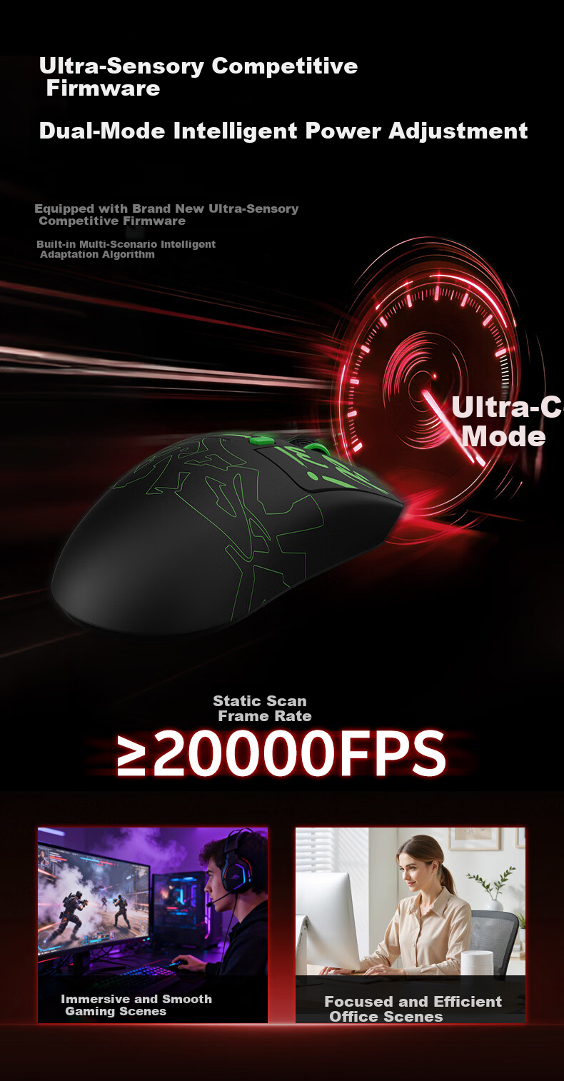 DAREU AE6V2 Wireless Mouse Gaming Office Bluetooth Mouse Wired/2.4G Connection Lightweight Ergonomic Symmetrical Mouse AIM-750U Racing White 5