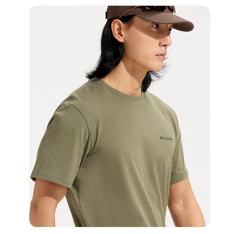 Columbia Men's T-Shirt 26 Spring Summer Outdoor Casual Sports Comfortable Cotton Breathable Short Sleeve AE8963 397 XL 8