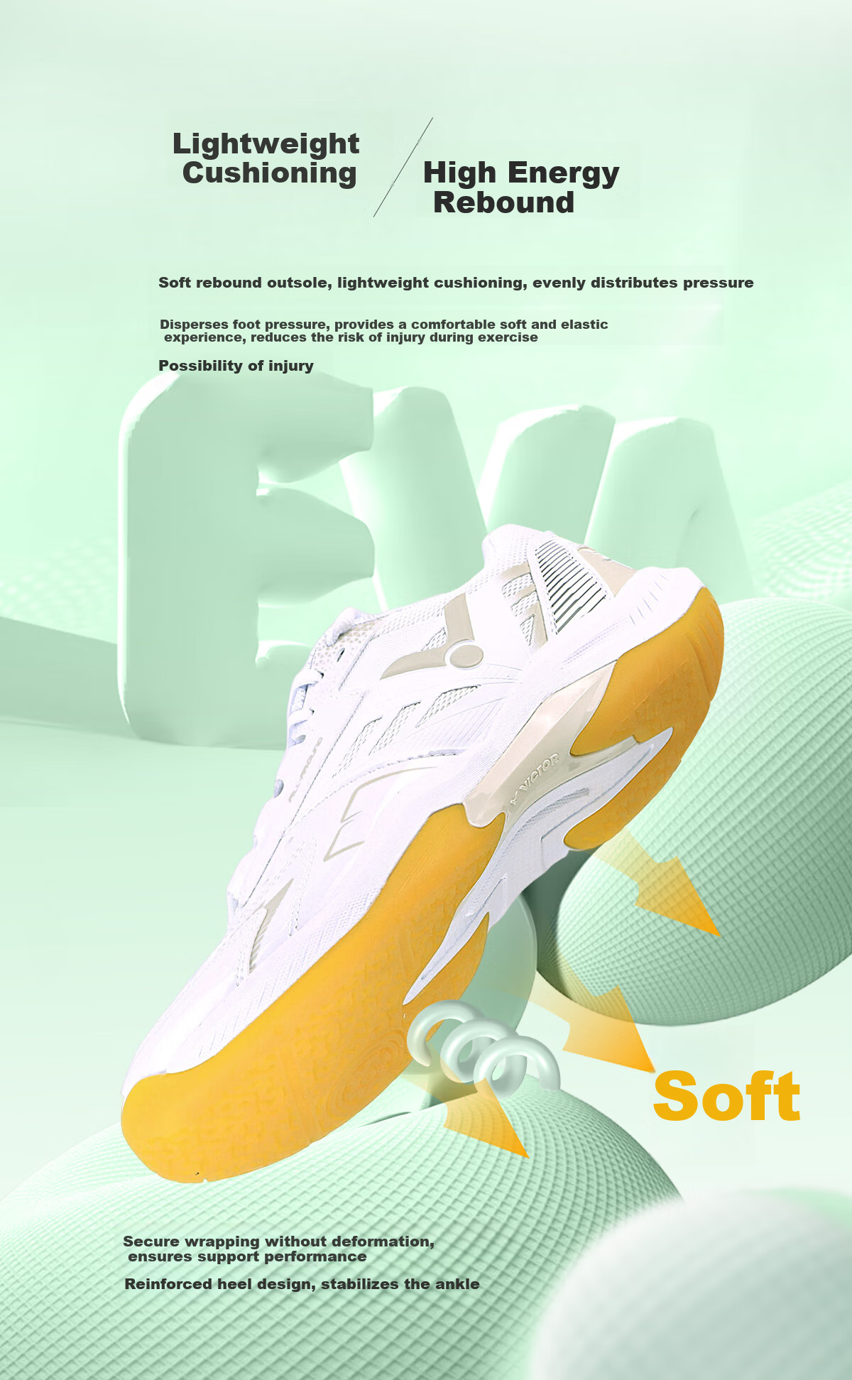 VICTOR 2025 New Entry Classic Unisex Badminton Shoes A199 White Gray Size 39 5