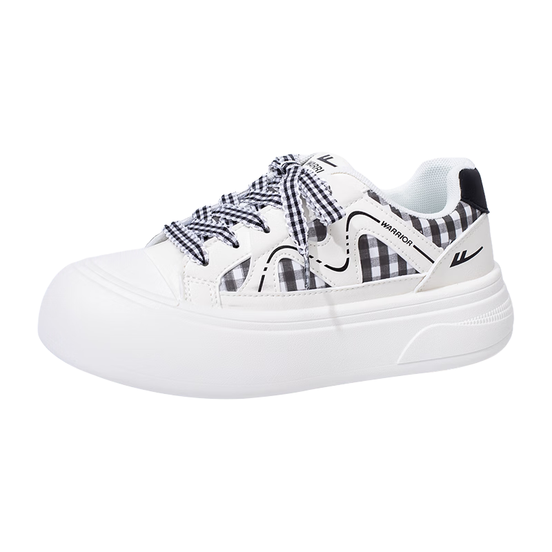 Warrior Women's Thick Sole Versatile Cute Shoes Spring Autumn Casual Sneakers for Students Sports Shoes, Beige Black, Size 37