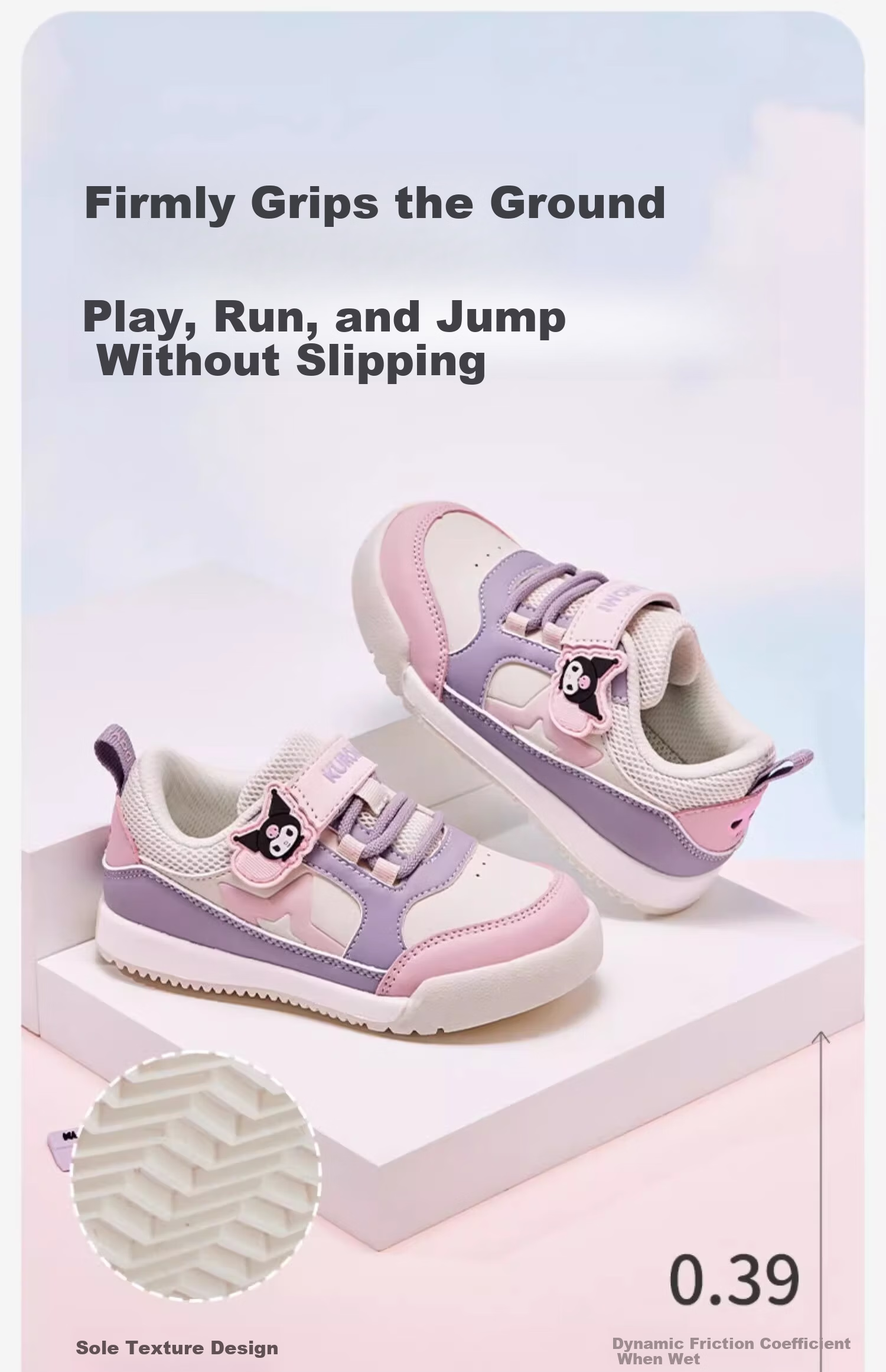 DAVE & BELLA Kuromi Collaboration Kids Sports Shoes Toddler Spring Sneakers Girls Casual Shoes Big Kids Sneakers 6