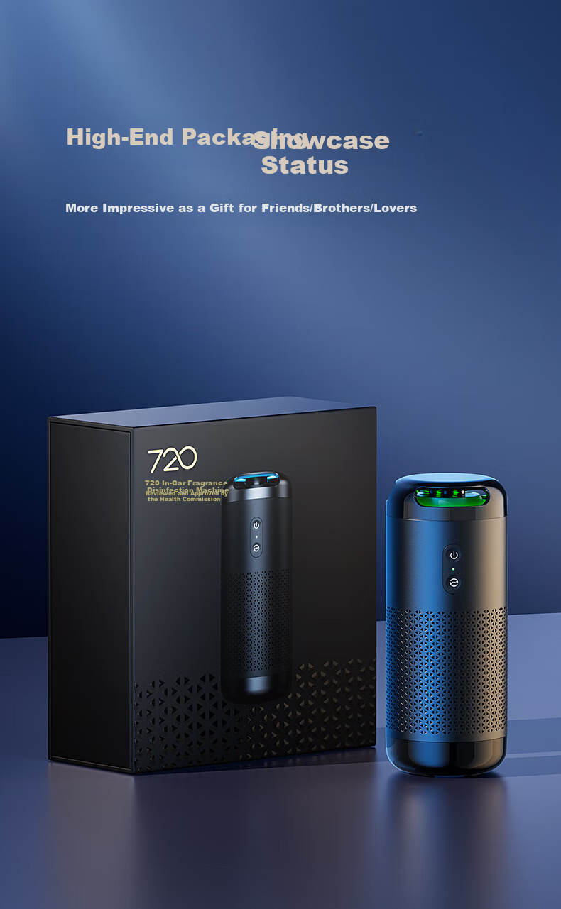 720 Fragrance Disinfection Machine 99.9% Sterilization Car Desktop Purifier Odor and Formaldehyde Removal Smart Voice Control Premium Gift Box Customizable for Men 15