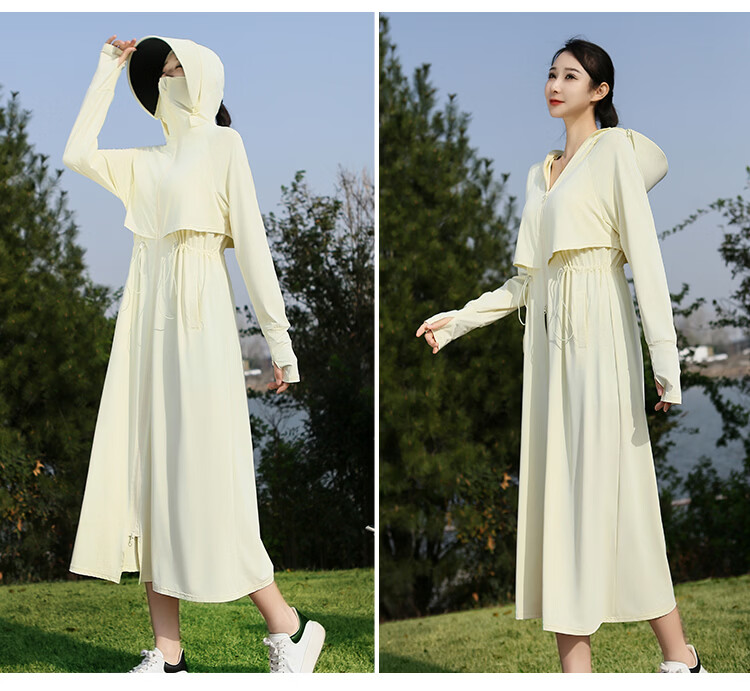Combo Long Women's Sunscreen Jacket Ice Silk Slim Fit Breathable Full Body Sun Protection Beachwear High UV Protection 25