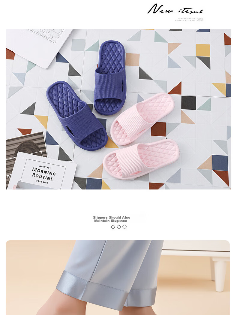 FOOTOPPO Minimalist Style Summer Soft Sole Non-Slip Bathroom Slippers for Men and Women, Comfortable Home and Elderly House Slippers 8