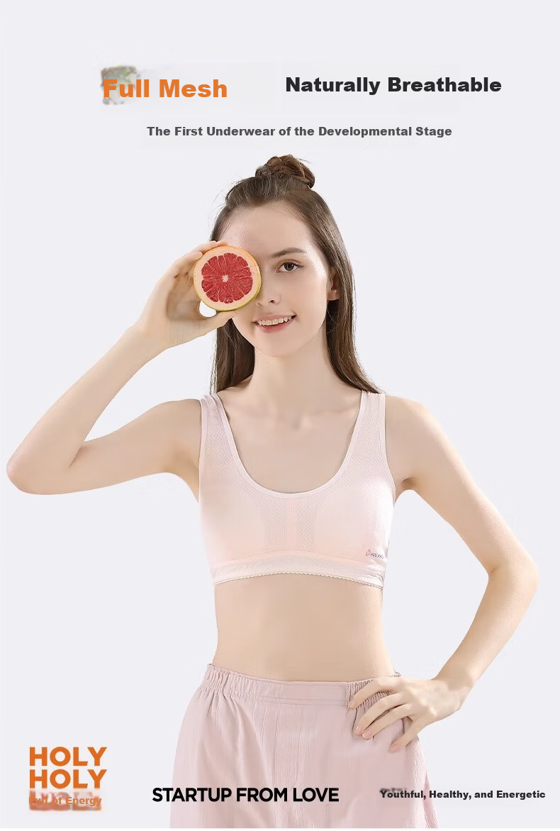 Energetic Girls' Cotton Underwear Vest for Middle and High School Students, Developmental Period Children's Tank Top, Youth Anti-Exposure Bra 1