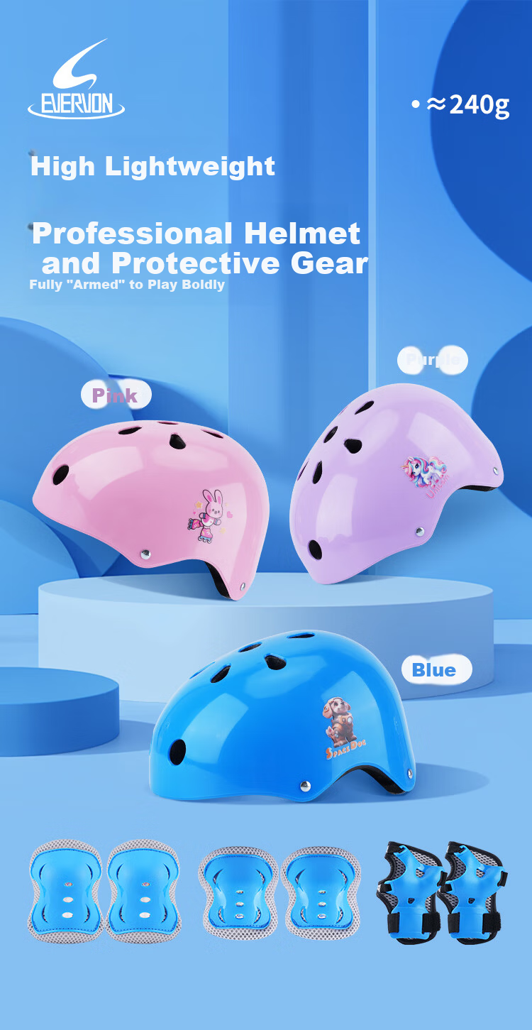 EVERVON Kids Roller Skating Protective Gear Set Cycling Inline Skates Skateboard Balance Bike Bicycle Safety Equipment Pink JS01 1