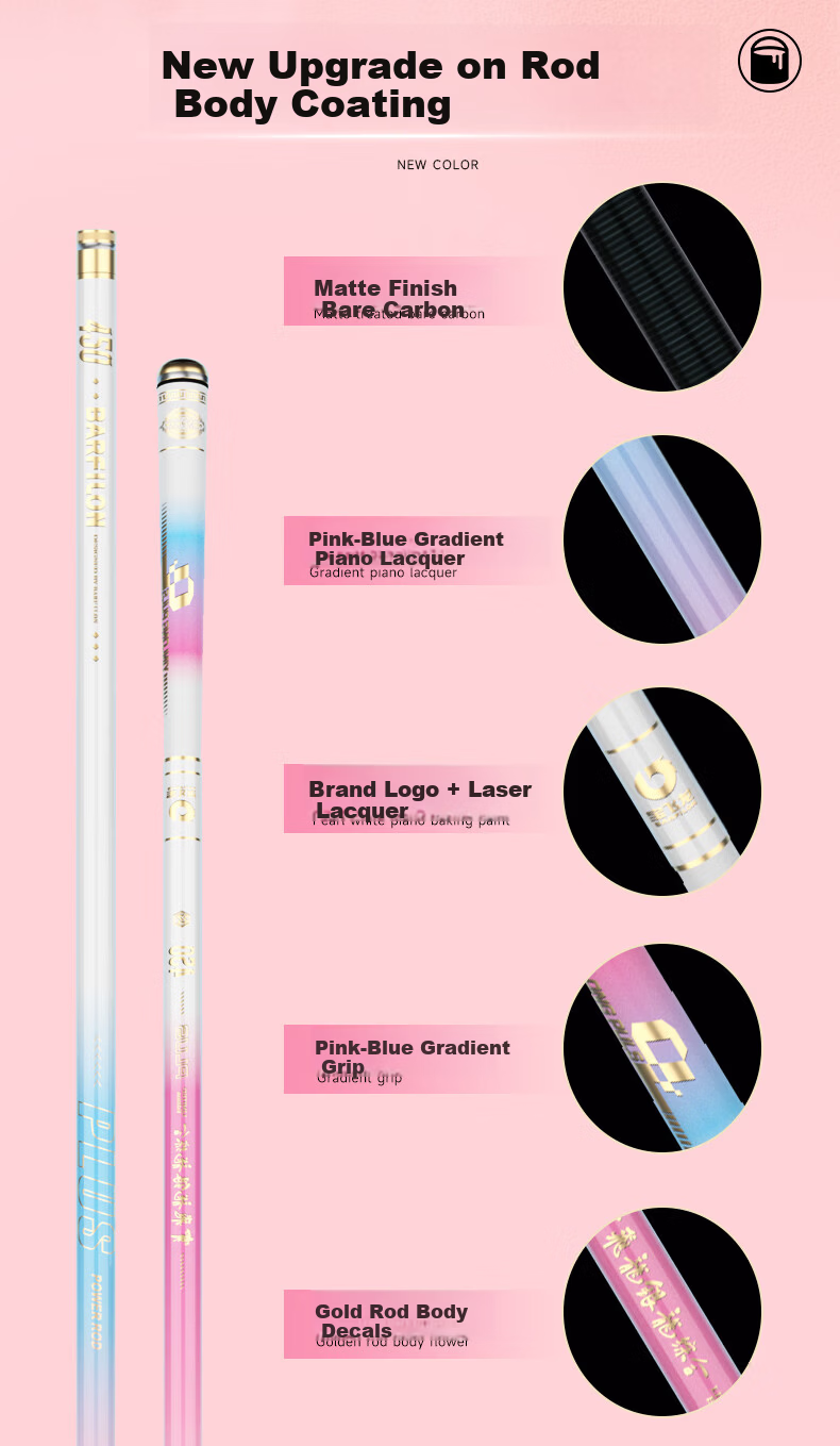 Baofeilong Silver Dragon Plus Imported Toray 46T50T Composite Hand Rod Fishing Rod Crucian Carp Rod Pole Fishing Rod 6.3m Colorful 11