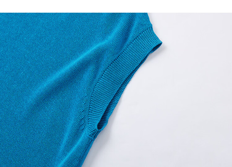 Demana [Linen Lyocell Blend] Spring Split Ribbon Colorblock Short Sleeve Slim Fit Women's Knit Sweater 13