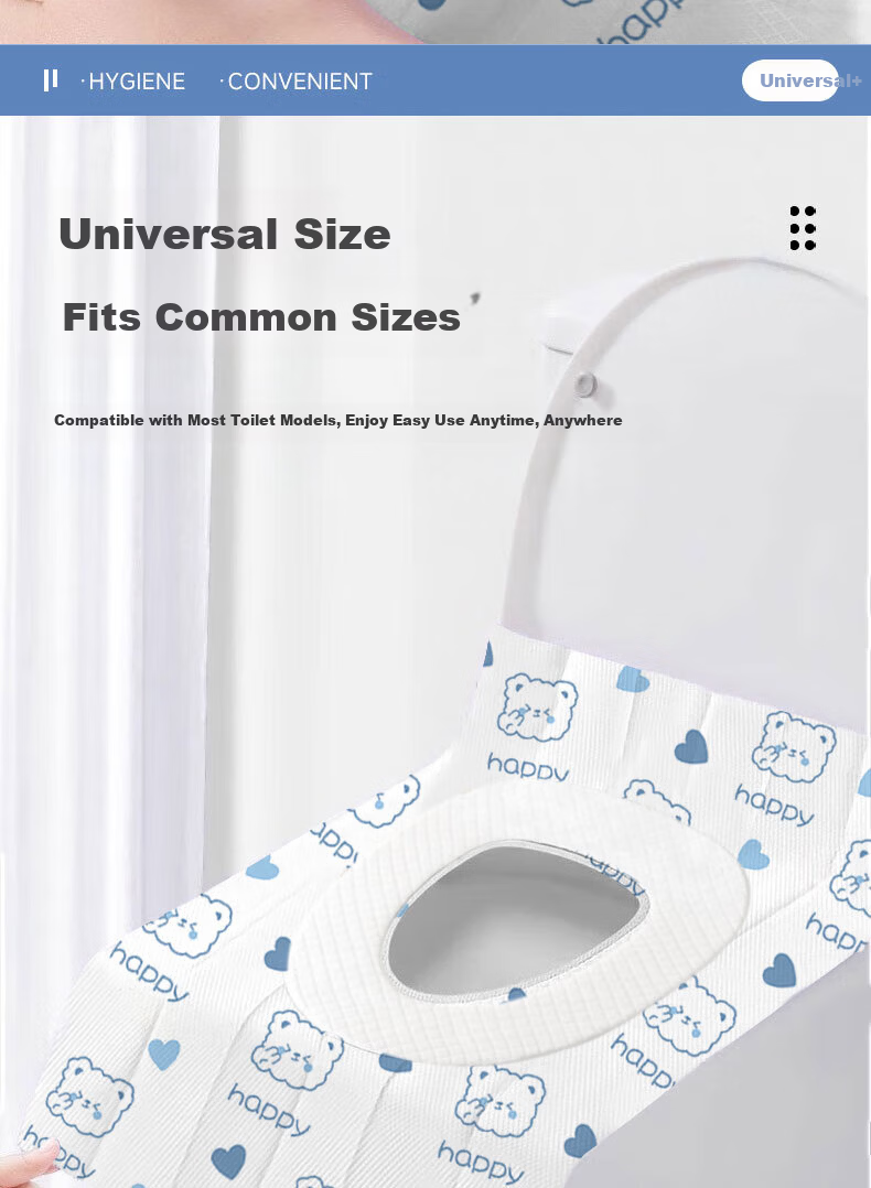 Qihaiqiu Disposable Toilet Seat Covers Thickened Three-Layer Blue Bear 10-Pack for Hotel Travel Maternity Postpartum Use 11