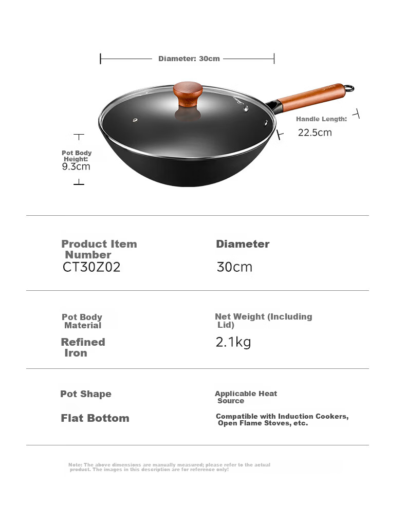 Midea 32cm Round Bottom Iron Wok, 0 Coating, Rust-Resistant, Compatible with Gas and Induction Stoves 4