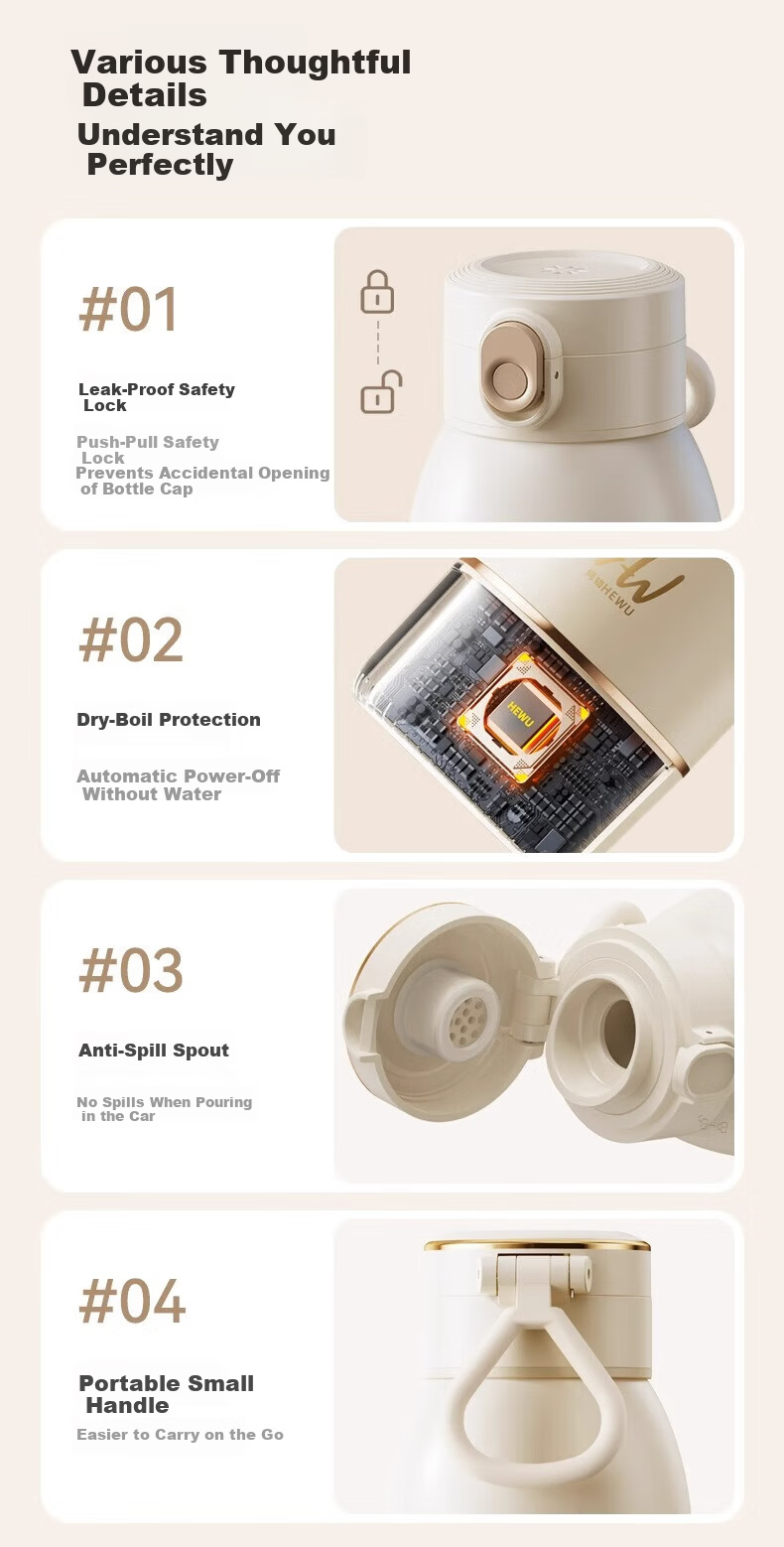 HeWu Wireless Portable Thermostatic Cup Thermostatic Kettle Baby Travel Milk Frother Water Boiling Cup Milk Warmer Fast Charging Set 36