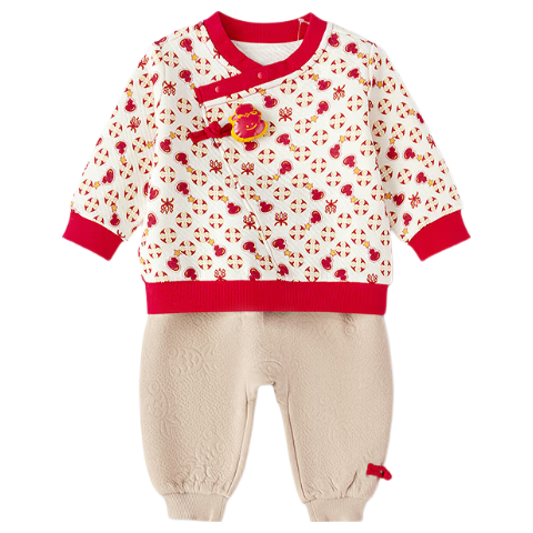 BALABALA Kids Children's Clothing Boys and Girls Toddler New Chinese Style Two-Piece Set 2025 Autumn Winter Red New Year Outfit Cute