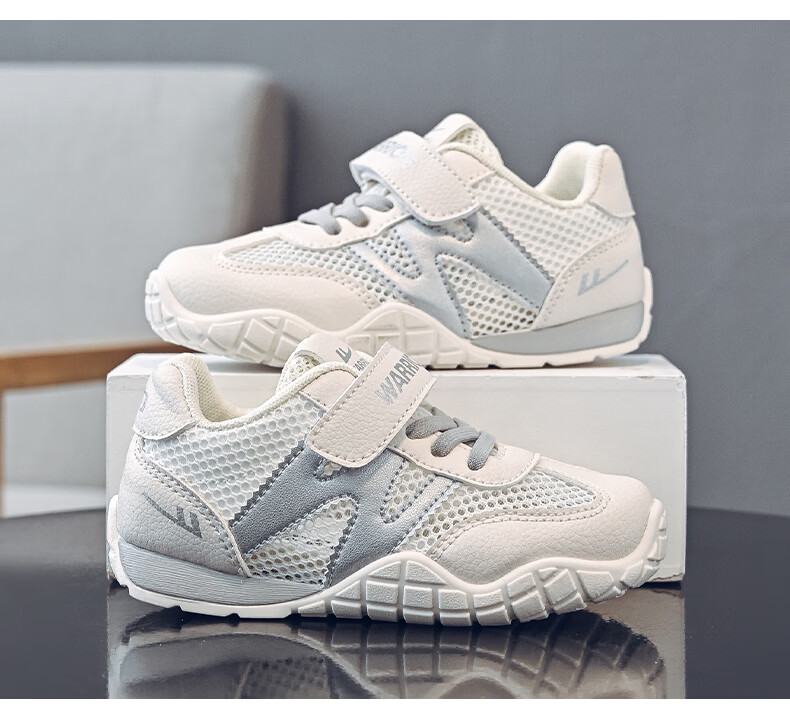 Warrior Boys Summer Sports Shoes Single Mesh Children's Running Shoes Breathable Girls Mesh Shoes WZ-2026 Beige/Purple 34 5
