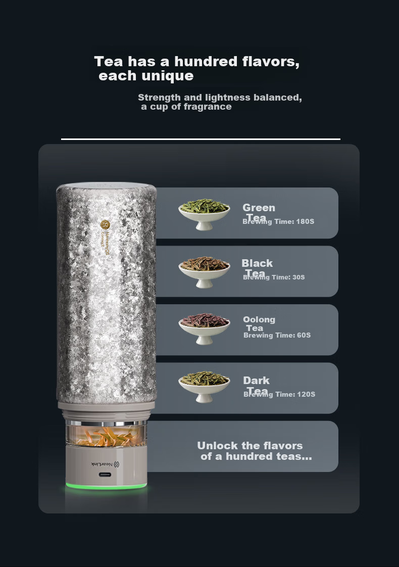 Hongmeng Smart Choice Haers Intelligent Pure Titanium Tea Brewing Insulated Water Bottle for Men and Women with Tea Separation Business Gift 11
